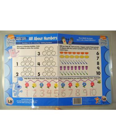 Set of 4 Blue's Clues All About Numbers Reusable Placemat - Write On & Wipe Off