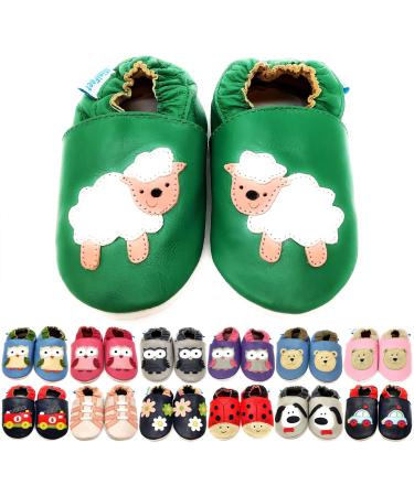MiniFeet Premium Soft Leather Baby Shoes - BUY 4 PAIRS & GET 1 OF THEM FOR FREE ! - Toddler Shoes - 0-6 Months to 4-5 Years 12-18 Months Sheep