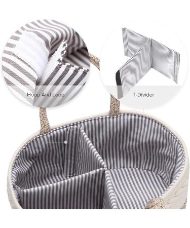 Hinwar Baby Diaper Caddy - Portable Organizer for Infants | Cotton Rope Storage Bag with Removable Divider - Perfect Newborn Shower Gift & Car Organizer (Brown) - Buy Online on GoSupps.com