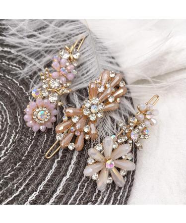 3PCS Rhinestone Flower Mini Barrette Hair Clips for Thin Hair Women - Buy Online on GoSupps.com