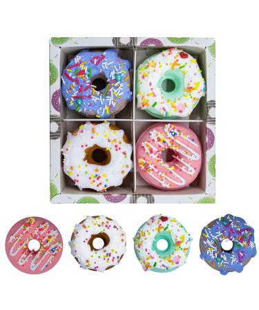 Natural Vegan Bath Bombs Donuts  4 Bath Bombs for Kids  Gift Set  Bubble & Spa Bath  Rich in Essential Oils  Bath Salt Balls to Motivate Dry Skin for Women  Natural Kids Bath Bombs