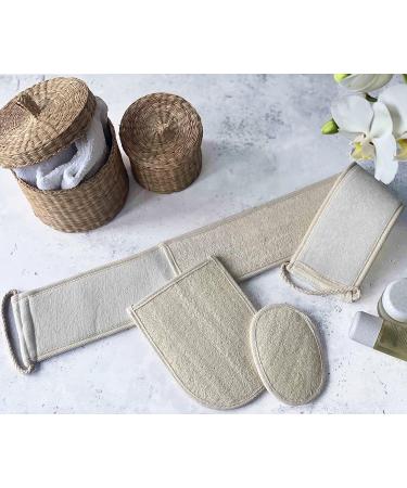 Body and Face Peeling Set - Loofah Sponge with Back Strap Peeling Glove & Face Pad for Bath & Shower - Exfoliate and Refresh - Buy Online on GoSupps.com