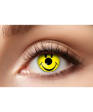 Eyecatcher 84063141-602 - Colored contact lenses 1 pair for 12 months yellow carnival Mardi Gras Halloween Smiley