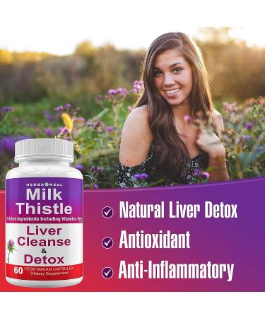 Herba Heal Milk Thistle Liver Cleanse & Detox 1500mg - Liver Repair & Detoxifier Capsules for Weight Loss - Buy Online on GoSupps.com