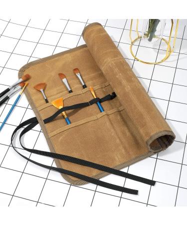Denifiter Waxed Canvas Roll-up Pencil Bag  Heavy Duty Artist Paint Brushes Organize Pouch (Khaki) - Buy Online on GoSupps.com
