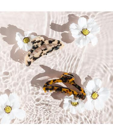 Flora Clips | Tortoise Hair Claw Clips (Pack of 2) | Strong 3.8 Inch Medium Claw Clips for Women | Natural Acetate Material - Buy Online on GoSupps.com