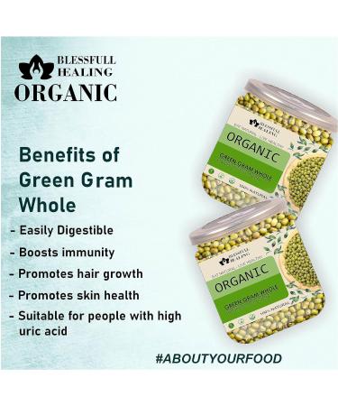 Blessfull Healing Organice Green Gram Whole 2 lb (907 Gram) - Buy Online on GoSupps.com