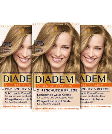 Diadem Diadem Seiden-Color-Creme 715 Medium Blonde Level 3 (170ml) 2-in-1 Permanent Hair Colour for Protection and Care for 70% Less Breakage and Lasting Colour Results