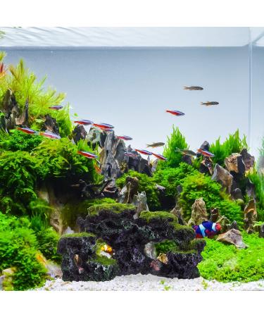 Relaxdays Aquarium Decoration Stone - Natural Look Rock Cave Hiding Place 8.5x17cm Black-Green Aquarium Accessory - Buy Online on GoSupps.com