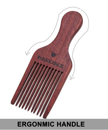 MANEJACK Beard Pick for Men - Wooden Afro Hair Lift Comb - Buy Online on GoSupps.com
