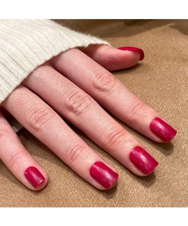 Novo ovo nails to stick on short corner oval press on fake nails angular rose red red monochrome pure color artificial fingernails to stick on artificial nails with glue sangaria