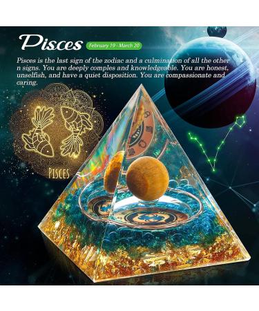 HuiJuKeJi Pisces Orgonite Pyramid - Constellation Gift with Tiger Eye Stone Crystal | Astrology Energy Healing Chakra Meditation 6cm - Buy Online on GoSupps.com