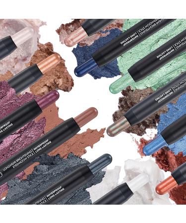 Eyeshadow Makeup Stick - No Crease Glitter Shimmer Gold Brown Cream Eye Shadow Stick with Soft Brush Rotatable Eye Brightener Pencil Crayon Long Lasting Waterproof for Metallic Eye Makeup-#05 05# - Buy Online on GoSupps.com