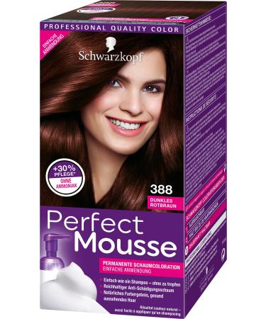 Schwarzkopf Perfect Permanent Mousse Schaumcoloration, 388 Dunkles Rotbraun Stufe 3, 3er Pack (3 x 93 ml)