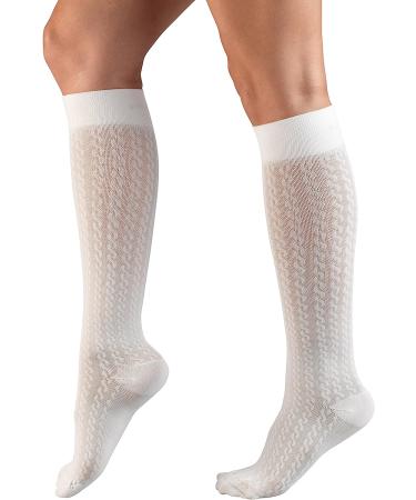 Truform Compression Socks 15-20 mmHg Women's Dress Knee High - Large, White Cable Knit - Buy Online on GoSupps.com