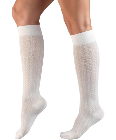 Truform Women's 15-20 mmHg Compression Dress Socks - White Cable Pattern Medium (Pack of 2) | International Shipping Available - Buy Online on GoSupps.com