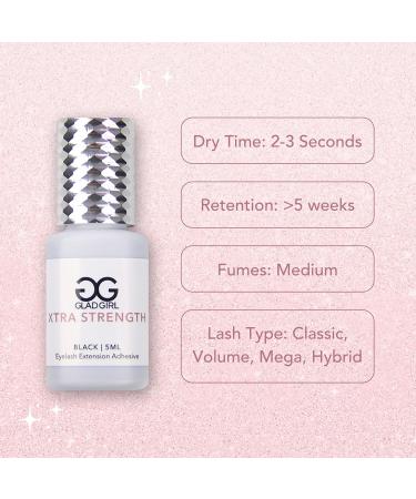 Eyelash Extension Glue by GladGirl | Xtra Strength False Lash Adhesive | Quick Dry 2-3 Sec | Low Viscosity | Extra Strong Hold | 2ml - Shop Internationally - Buy Online on GoSupps.com