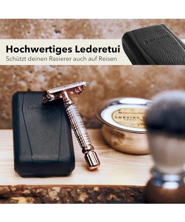 St rtebekker Premium Handmade Leather Razor Set | Travel Razor with 10 Blades & Mirror | Vintage Silver-Black Wet Razor - Buy Online on GoSupps.com