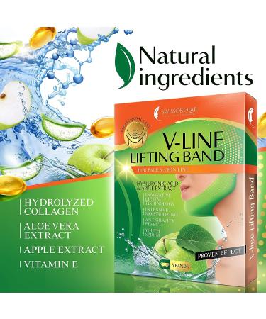 SWISSKOLAB Double Chin Reducer V Shaped Slimming Face Mask - 5 PCS Green - Buy Online on GoSupps.com