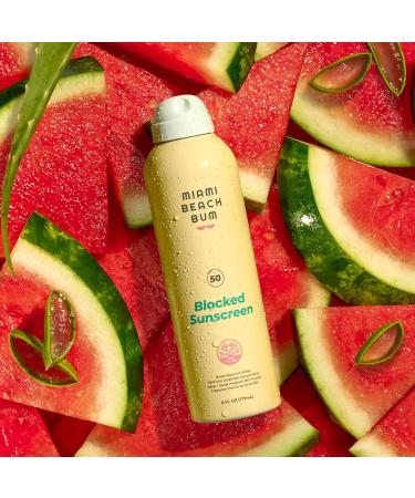 Miami Beach Bum SPF 50 Blocked Mineral BOV Spray (6 Fl oz), with Algae, Aloe & Antioxidants, Broad Spectrum Sunscreen Non-Aerosol, Hawaii Reef Compliant - Octinoxate, Oxybenzone & Petroleum Free - Buy Online on GoSupps.com