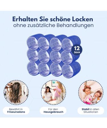 Ponik's Hair Roller Curlers Set - 12 Self-Adhering Hair Scooters (40mm) - Perfect Curls in Blue - Buy Online on GoSupps.com