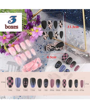 UFLF 72 Pieces Short False Nails - DIY Artificial Nail Tips with Adhesive Pads for Stunning Nail Art | International Shipping Available - Buy Online on GoSupps.com