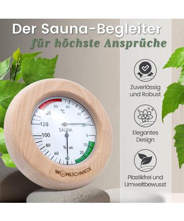 Premium Birch Sauna Thermometer & Hygrometer - 2-in-1 Temperature & Humidity Meter | Essential Sauna Accessories for Optimal Wellness - Buy Online on GoSupps.com