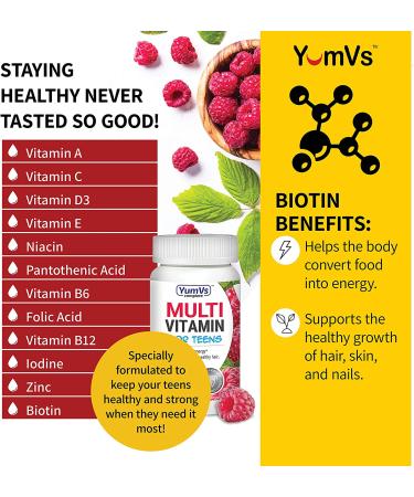 YumVee Raspberry Multivitamins for Teens | 60 Jellies - Essential Nutrients - Buy Online on GoSupps.com
