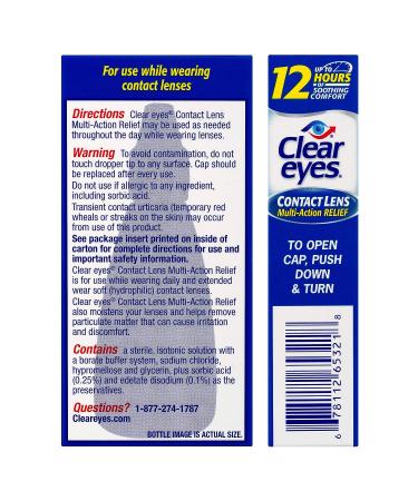 Clear Eyes Contact Lens Relief Eye Drops 0.50 oz (3-Pack) - Soothing Formula - Buy Online on GoSupps.com