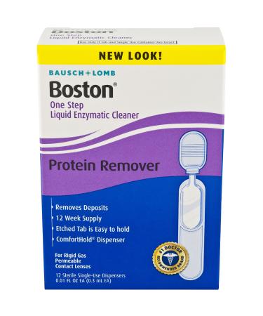 Bausch & Lomb Boston One Step Liquid Enzymatic Cleaner, Protein Remover, 0.01 Fl Oz (Pack of 12)