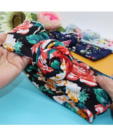 FROG SAC Floral Headbands Set for Girls, Teens, and Women - 4 Stretch Flower Headwraps in Soft Rose Bun Style - Cute and Comfortable Fashion Head Bands - Buy Online on GoSupps.com