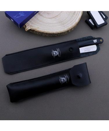 Men's Black Razor - Professional Hairdresser Style Neck Cut Razor with Leather Pouch | Perfect for Deep Shaves - Buy Online on GoSupps.com