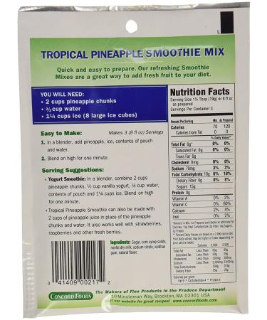 Concord Foods Tropical Pineapple Smoothie Mix 2-Ounce Pouch - 18 Pack | Delicious and Easy Smoothie Mix - Buy Online on GoSupps.com