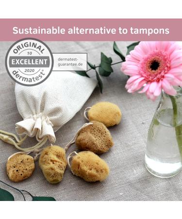 tom&pat Menstrual Sponge with String Alternative to Soft Tampon and Menstrual disc - DERMATEST: Very Good with Travel Change case Natural Sponge Washable & Reusable (Size S / 5 x 3-5 cm) - Buy Online on GoSupps.com