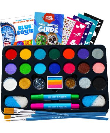  Blue Squid Face Painting Kit for Kids - 22 Color 160pcs Kids  Face Paint Kit with Stencils & Book, Halloween Makeup Kit, Professional  Face Paint Kids Face Painting Kit Non Toxic