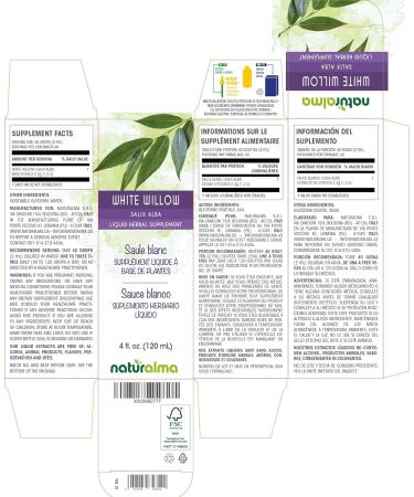 Naturalma White Willow Bark Tincture 4 fl oz - Alcohol-Free Liquid Extract | Vegan Herbal Supplement from Italy - Buy Online on GoSupps.com