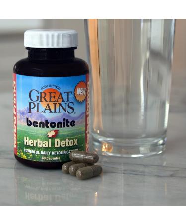 Yerba Prima Bentonite Clay Plus Herbal Detox 60 Veggie Capsules (Pack of 2) - Use Long Term or as Rapid Detox Premium Quality Ingredients Powerful Daily Detoxification Great Plains Bentonite - Buy Online on GoSupps.com