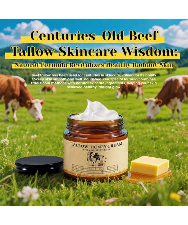 2Bmagic Beef Tallow Honey For Skin Balm - Crema Cebo De Res Original For Body & Face Moisturizer, Vintage Traditions Tallow Cream Organic Grass Fed Beef Tallow & Raw Honey - Buy Online on GoSupps.com