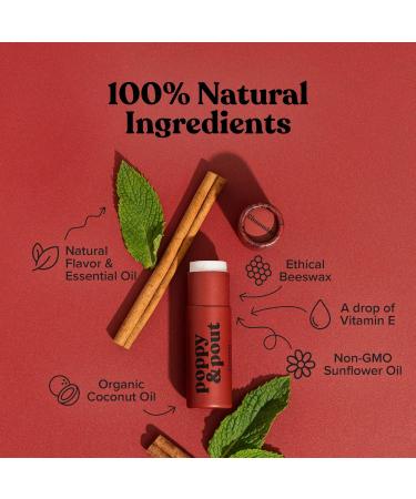 Poppy & Pout Jumbo Lip Balm 2 Pack All Natural Lip Balms & Moisturizers Hydrates with Beeswax Vitamin E Organic Coconut Island Coconut & Cinnamint - Buy Online on GoSupps.com