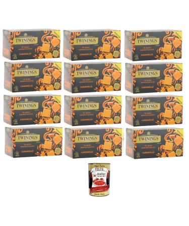 Italian Gourmet E.R. Twinings T Nero Aromatizzato al Caramello Black Tea with Caramel Flavour Pack of 25 Filters 12 x 50 g + Italian Gourmet Polpa 400 g