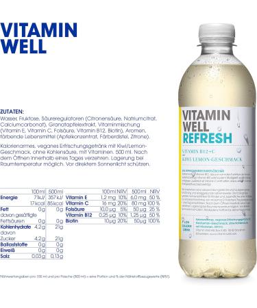 Buy Vitamin Well Vitamin Water - Refreshing Low-Calorie Drink with Vitamin C & B12 - 12 x 500ml - International Shipping Available - Buy Online on GoSupps.com