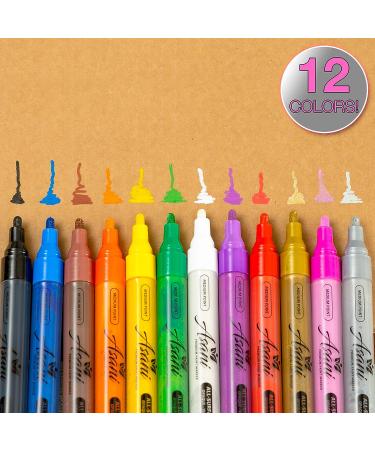 12-Color Acrylic Paint Pens | For Rock, Glass, Wood, Porcelain, Ceramic, Fabric, Paper | Medium Point Markers for Calligraphy, Kindness Rocks, Mugs | Arts and Crafts Supplies - Buy Online on GoSupps.com
