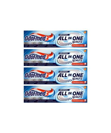 4x Odol-Med 3 Toothpaste All in One Original 75 ml Sugar Acid Protection