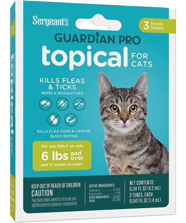 Sergeant's Guardian Pro Flea & Tick Squeeze-On Topical for Cats 6lbs and Over - 3 Count - Buy Online on GoSupps.com