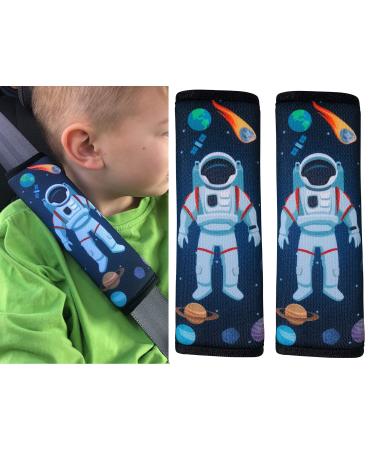 HECKBO 2x Kids Car Seat Belt Pads Seat Belt Protectors - Astronaut - Seat Belt Pads for Kids and Babies- Ideal for any Seat Belt Car Booster Seat Kids Bicycle Astronaut 2 pieces