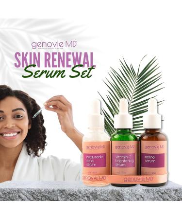 Genovie MD Skin Renewal Serum Set - Vitamin C Hyaluronic & Retinol Face Serums for Firming Hydrating & Anti-Aging - International Shipping Available - Buy Online on GoSupps.com