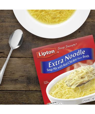 Lipton Soup Secrets Extra Noodle Soup Mix with Real Chicken Broth Flavor 4.9 oz 2 ct - Pack of 12 - Buy Online on GoSupps.com