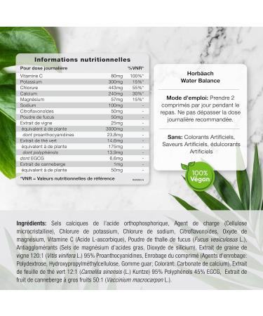 Powerful Draining Water Retention | 120 Vegan Tablets | Electrolyte Complex With Magnesium Green Tea and Fucus | Water Balance - Buy Online on GoSupps.com