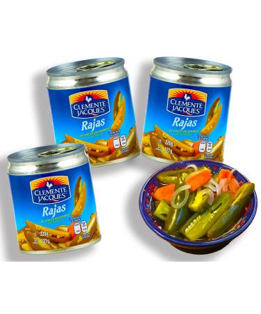 Jalapenos inserted chilli pods - (pack of 3) 220gr sharp jalapeno stripes made of Mexico from clemente jacques stripes 220 grams (pack of 3)