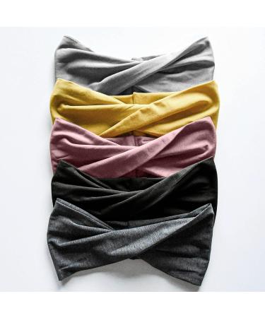 Huachi Women Non Slip Wide Bow Headbands 6 Pack - Stylish Turban Headwraps for Yoga & Beauty - Solid Color Hair Accessories - Buy Online on GoSupps.com